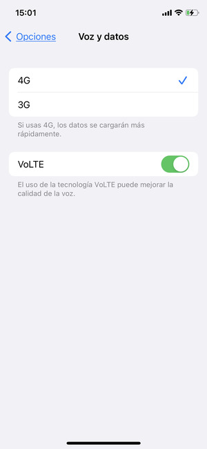 Para habilitar las llamadas VoLTE, configurar VoLTE en Activado