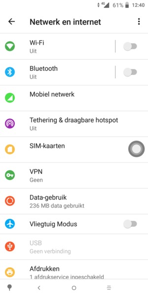 Selecteer Mobilele netwerken / Mobiel netwerk