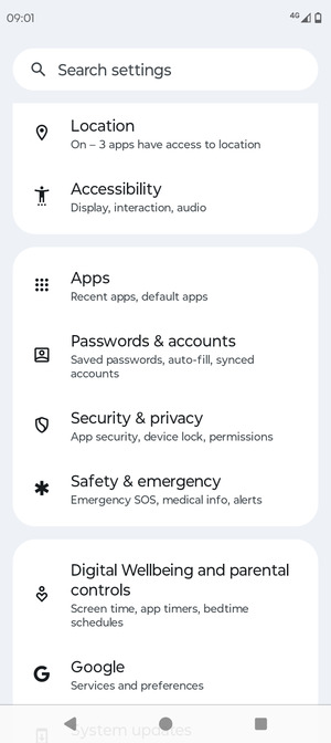 Return to the Settings menu and select Passwords & accounts