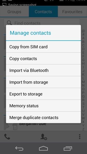 Select Copy from SIM card