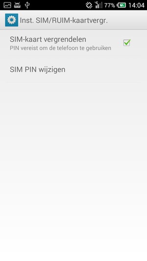 Vink het selectievakje SIM-kaart vergrendelen aan en selecteer SIM PIN wijzigen