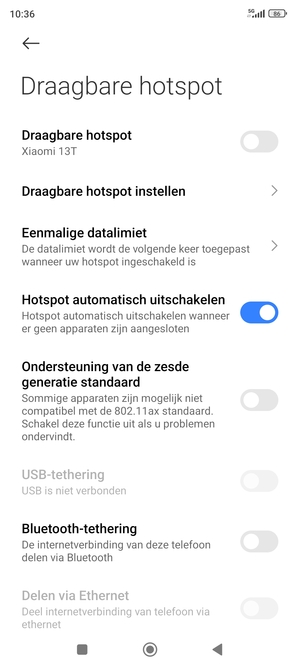 Selecteer Draagbare hotspot instellen