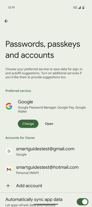 Select your Google account