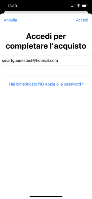 Inserisci Nome utente e Password ID Apple e seleziona Accedi