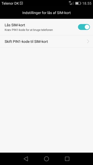 Vælg Skift PIN1-kode til SIM-kort eller Skift PIN2-kode til SIM-kort