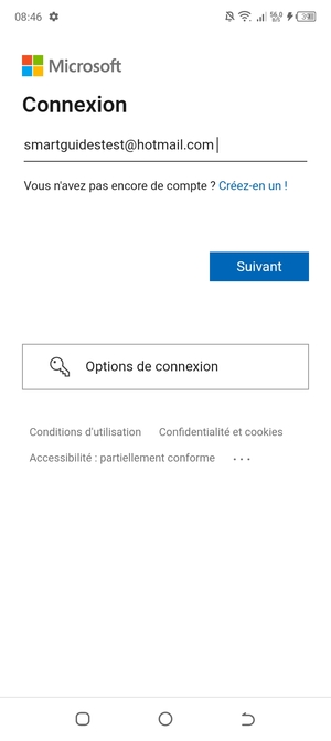 Saisissez votre adresse Hotmail et sélectionnez Suivant