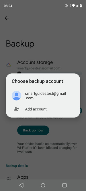 Select your backup account