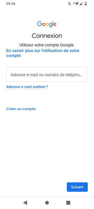 Saisissez votre adresse Gmail et sélectionnez Suivant