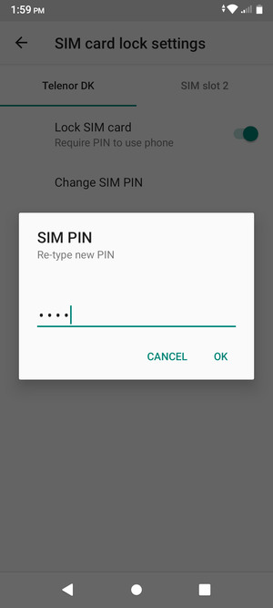 Confirm your new SIM PIN and select OK