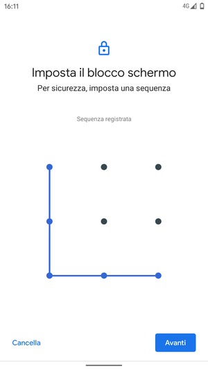 Disegna una sequenza di sblocco e seleziona Avanti