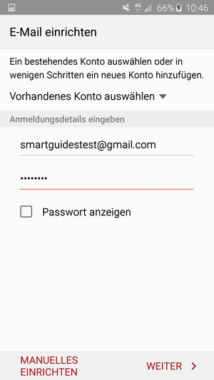 Geben Sie Ihre Gmail oder Hotmail Adresse und Ihr Passwort ein. Wählen Sie WEITER