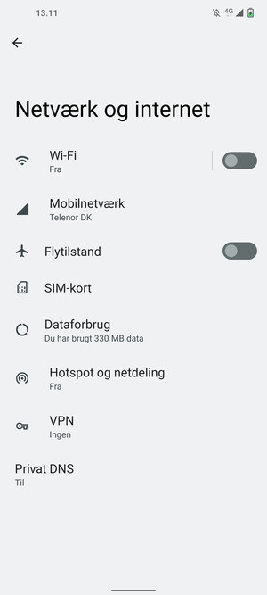 Vælg Mobilnetværk