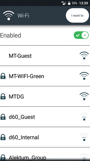 Select the wireless network you want to connect to