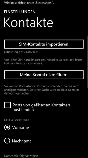 Wählen Sie SIM-Kontakte importieren