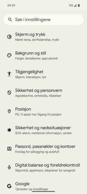 Bla til og velg Sikkerhet og personvern