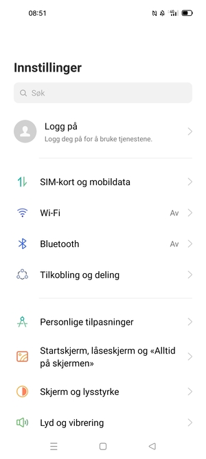 Velg SIM-kort og mobildata