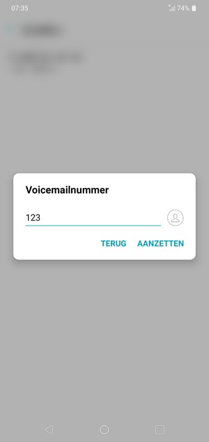 Voer het Voicemailnummer in en selecteer AANZETTEN