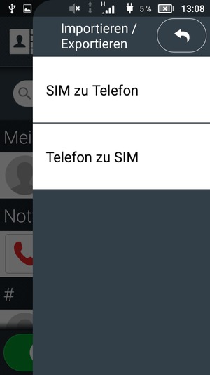 Wählen Sie SIM zu Telefon