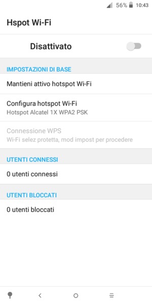 Seleziona Configura hotspot Wi-Fi
