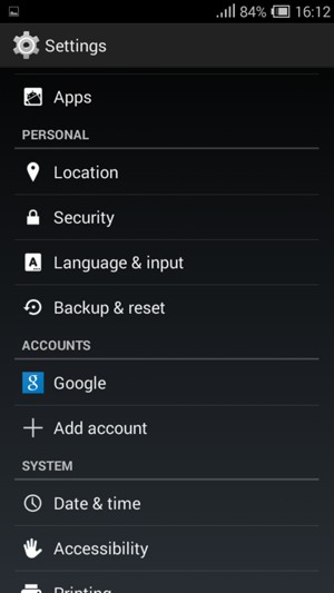 Return to the Settings menu and scroll to and select Location