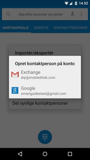 Vælg din Google konto