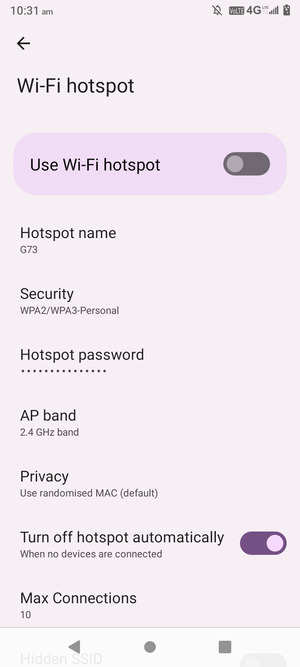 Select Hotspot password