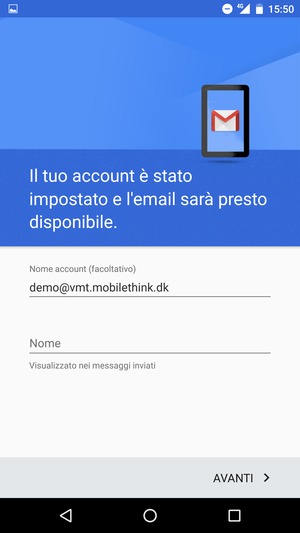 Scegli un nome per il tuo account e inserisci il tuo nome. Seleziona AVANTI