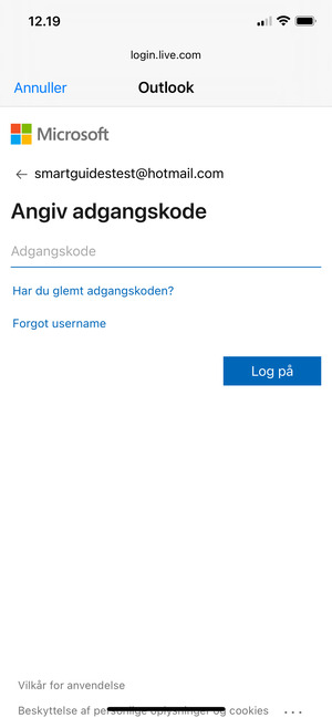 Indtast din adgangskode og vælg Log på