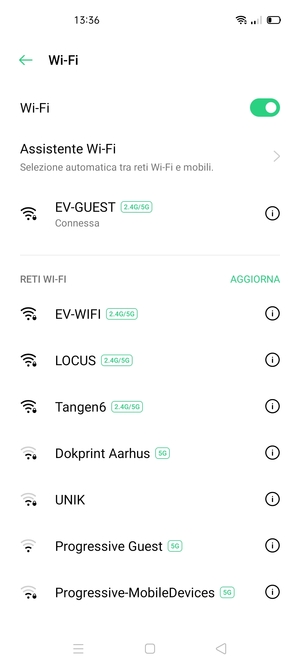 Ora sei connesso alla rete Wi-Fi