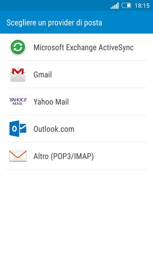 Seleziona Gmail o Hotmail (Outlook.com)