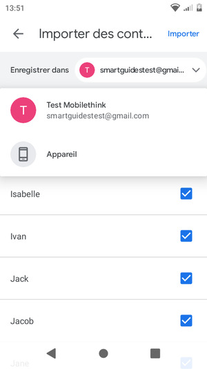 Sélectionnez votre compte Google