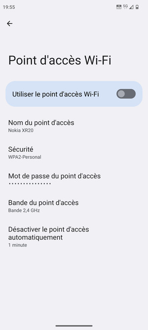 Sélectionnez Mot de passe du point d'accès