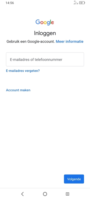 Voer uw Gmail adres in en selecteer Volgende