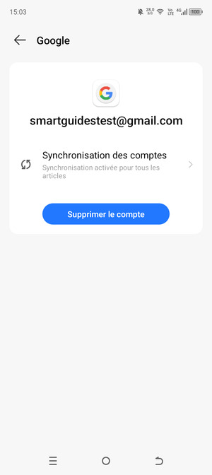 Sélectionnez Synchronisation des comptes