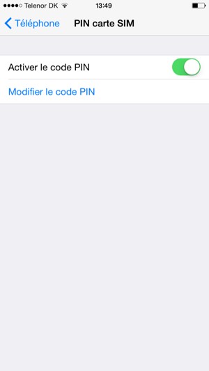 Sélectionnez Modifier le code PIN