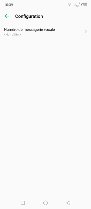 Sélectionnez Numéro de messagerie vocale