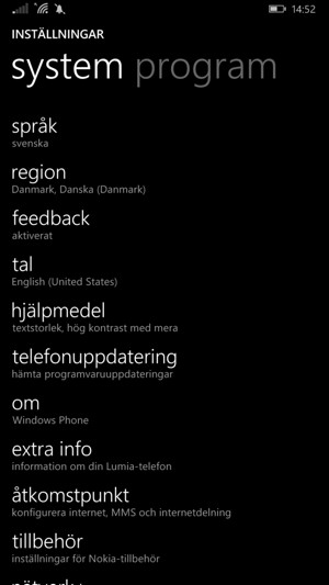 Scrolla till och välj telefonuppdatering