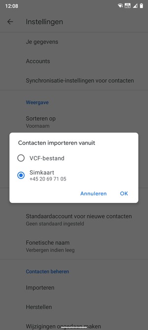 Selecteer Simkaart en selecteer vervolgens OK