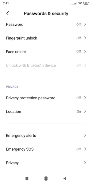 To activate your screen lock, return to the Password & security menu and select Password