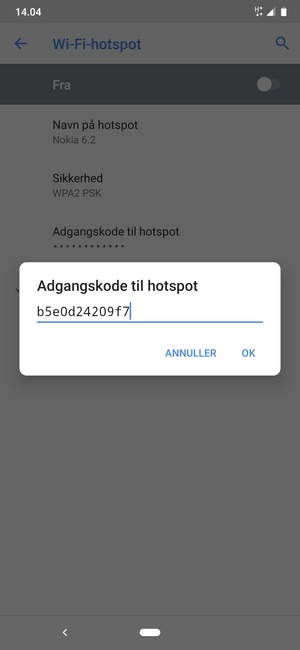 Indtast en Wi-Fi-hotspot adgangskode på minimum 8 tegn og vælg OK