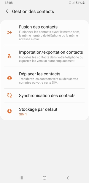 Sélectionnez Importation/exportation contacts