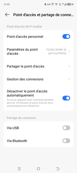 Votre téléphone est maintenant configuré pour être utilisé comme modem