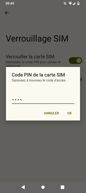 Veuillez confirmer votre nouveau code PIN de la carte SIM et sélectionner OK