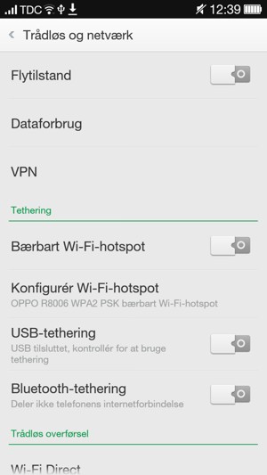 Vælg Konfigurér Wi-Fi-hotspot