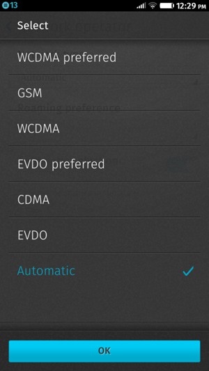Select GSM to enable 2G and WCDMA (preferred) to enable 3G