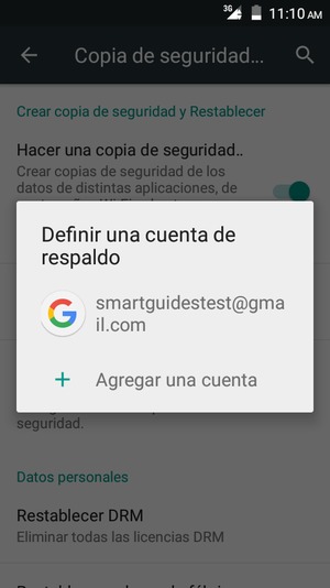 Seleccione su cuenta de copia de seguridad