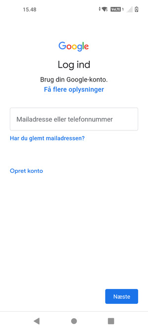 Indtast din Gmail adresse og vælg Næste