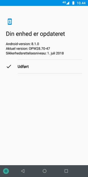 Hvis din telefon er opdateret, vælg Udført