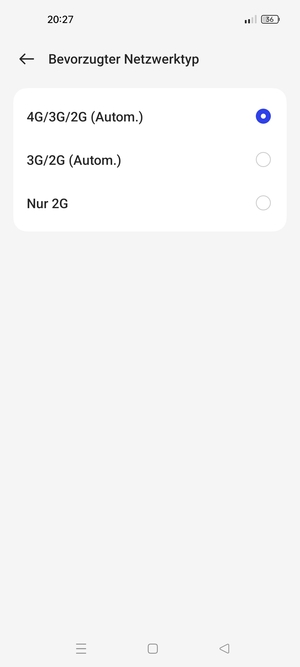 Wählen Sie die gewünschte Option