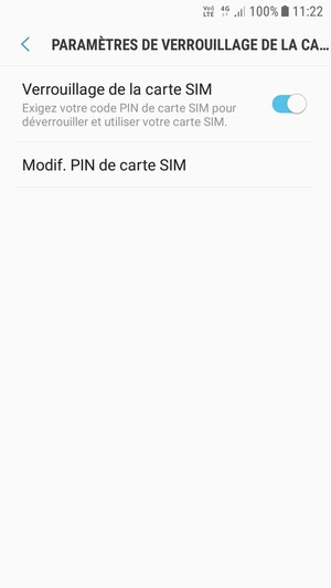 Sélectionnez Modif. PIN de carte SIM
